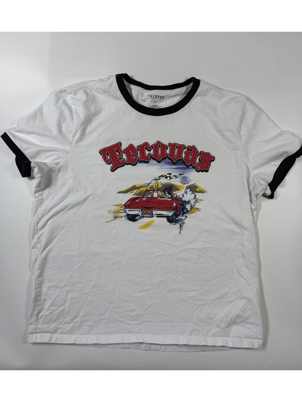 Tecovas Austin Texas Ringer Graphic T Shirt Mens XL Corvette Western Rodeo Tee